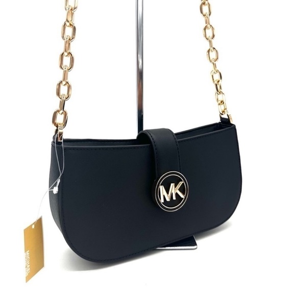 Michael Kors Small Carmen Pouchette Shoulder Bag Black/Gold